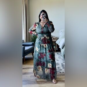 ANRABESS Womens Floral Long Sleeve Maxi Dress